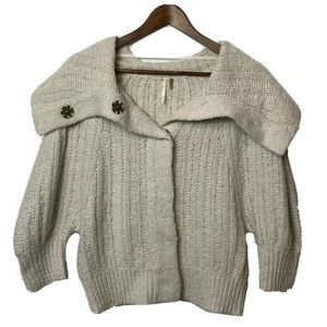 Women's Cream Sweater with Button Detail